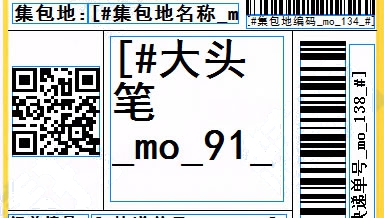 韻達(dá)快遞No.3電子面單_B模式(集包地)豎版打印模板